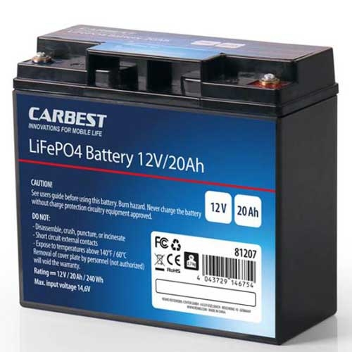 Carbest-Litium-rautafosfaattiakku 20Ah (LiFePO4)