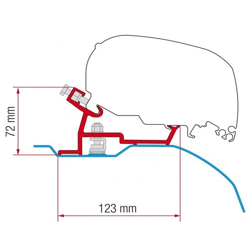 Adapteri Fiamma F65/F80. Ducato / Jumper / Boxer (High Roof Superlong 06.2006-)