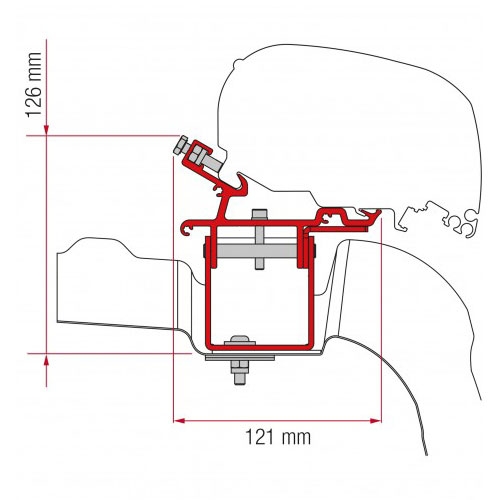 Fiamma Adapteri F65/F80 VW-Crafter Ilman Kattotelinettä H3L3 <2017