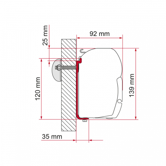 Fiamma Adapteri Vakio AS 120 F45 260-400cm