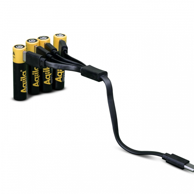 Aqiila Ladattavat AAA-Paristot USB-C 4 kpl