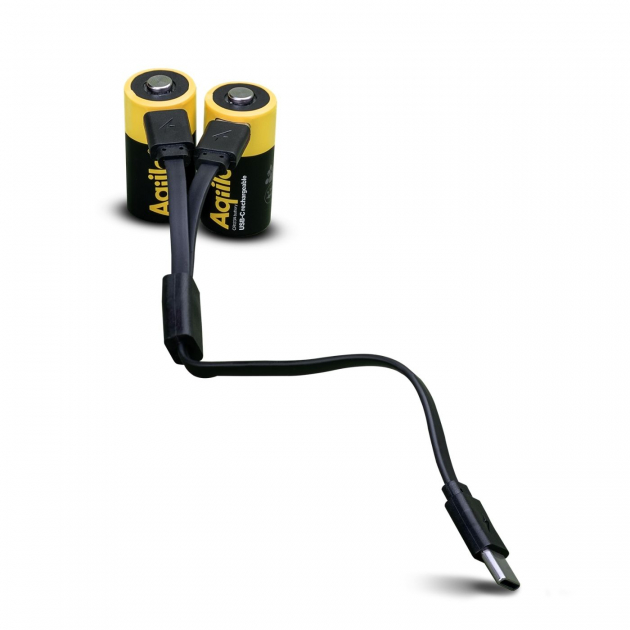 Aqiila Ladattavat CR123A-Paristot USB-C 2 kpl