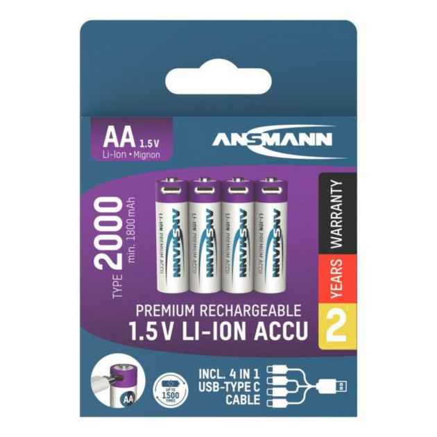 Ansmann Ladattavat Paristot AA 4-pack