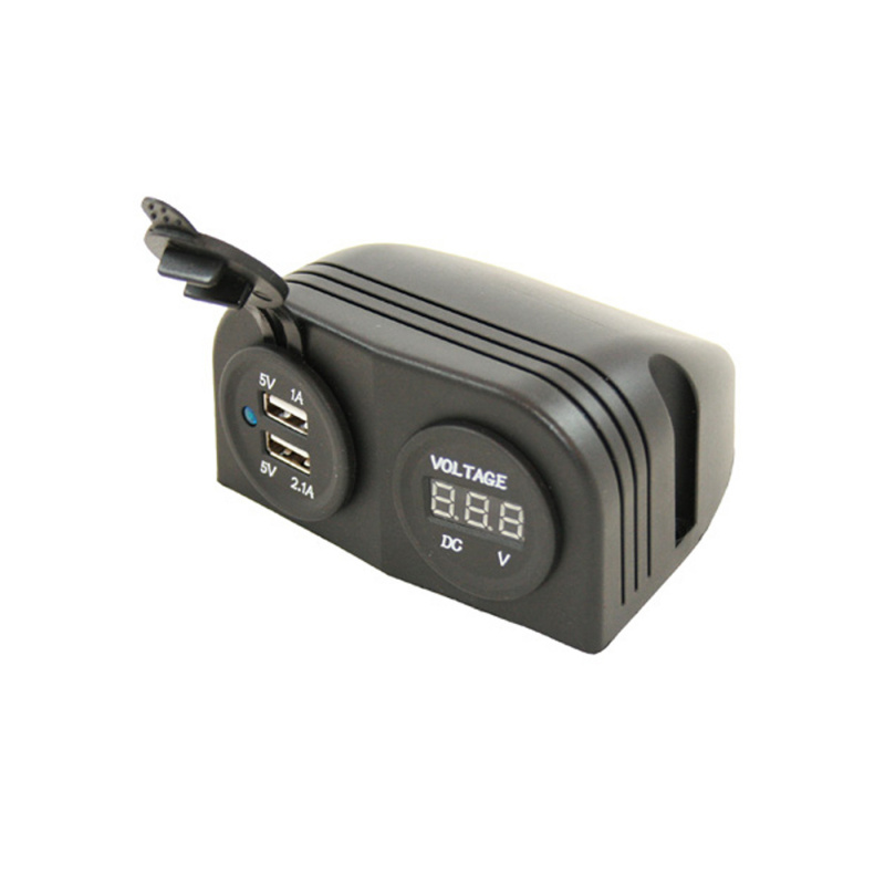 2x USB Med Volttimittarilla PInta-asennettava ryhmässä Matkailuvaunu & Matkailuauto / Elektroniikka / Pistorasiat/Katkaisijat & Lisävarusteet / USB-liitäntä @ Campmarket (65935)