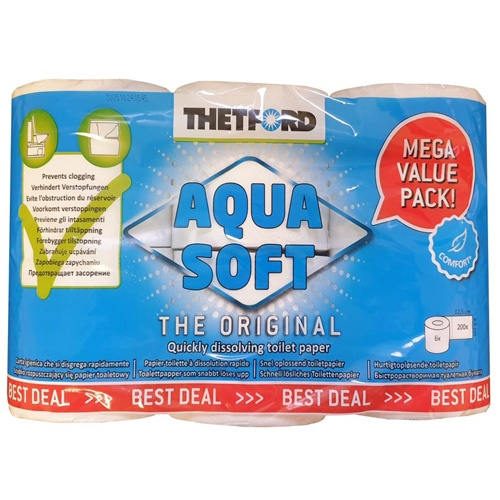 Thetford Vessapaperi 6 rullan paketti ryhmässä Vesi & Sanitaatio / Kemikaalit / WC/Säiliön Puhdistus & Varusteet @ Campmarket (69553)
