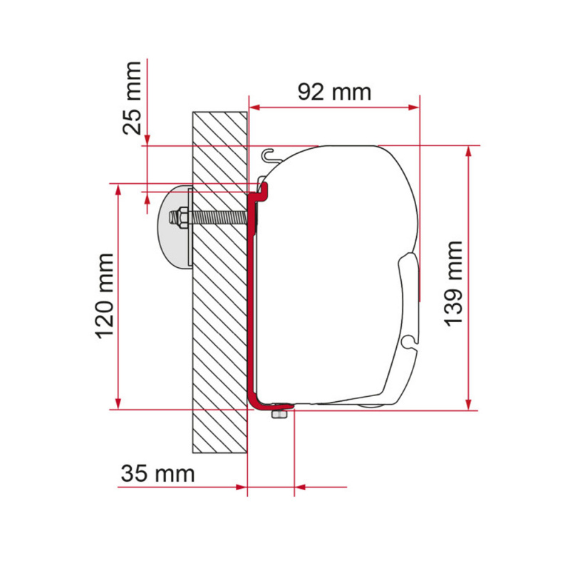 Fiamma Adapteri Vakio AS 400 F45 450-500cm ryhmässä Etuteltat & Markiisit / Markiisit / Matkailuauto Markiisit / Fiamma / Adapterit @ Campmarket (69803)