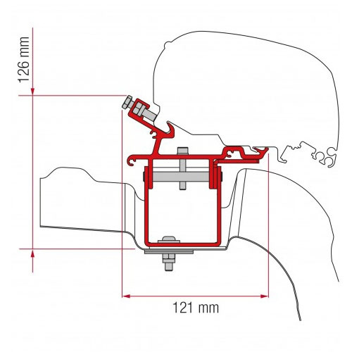 Fiamma Adapteri F65/F80 VW-Crafter Ilman Kattotelinettä H3L3 <2017 ryhmässä Matkailuvaunu & Matkailuauto / Pakettiautot & Retkeilyautot / Markiisit / Markiisi Adapterit / Fiamma / F65/F80-Crafter/Sprinter @ Campmarket (71187)