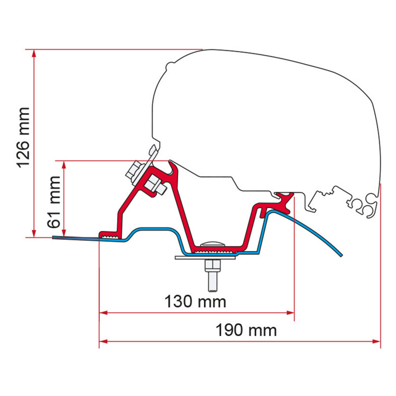 Fiamma Adapter F65/F80 Crafter/Sprinter 2006-2016 High Roof ryhmässä Matkailuvaunu & Matkailuauto / Pakettiautot & Retkeilyautot / Markiisit / Markiisi Adapterit / Fiamma / F65/F80-Crafter/Sprinter @ Campmarket (76859)