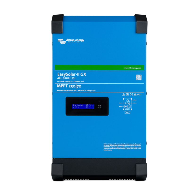 Victron Laturi/Invertteri/MPPT EasySolar-II 24/3000/70-32 250/70 GX ryhmässä Matkailuvaunu & Matkailuauto / Elektroniikka / Akut & Muuntimet / Invertteri & Muunnin @ Campmarket (81203)