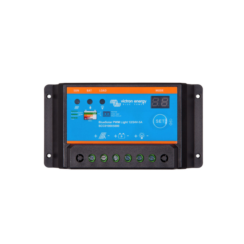 Victron Aurinkosäätimet BlueSolar PWM-Light 12/24V-5A ryhmässä Matkailuvaunu & Matkailuauto / Elektroniikka / Aurinkopaneelit / Aurinkopaneelisäätimet / PWM @ Campmarket (81213)