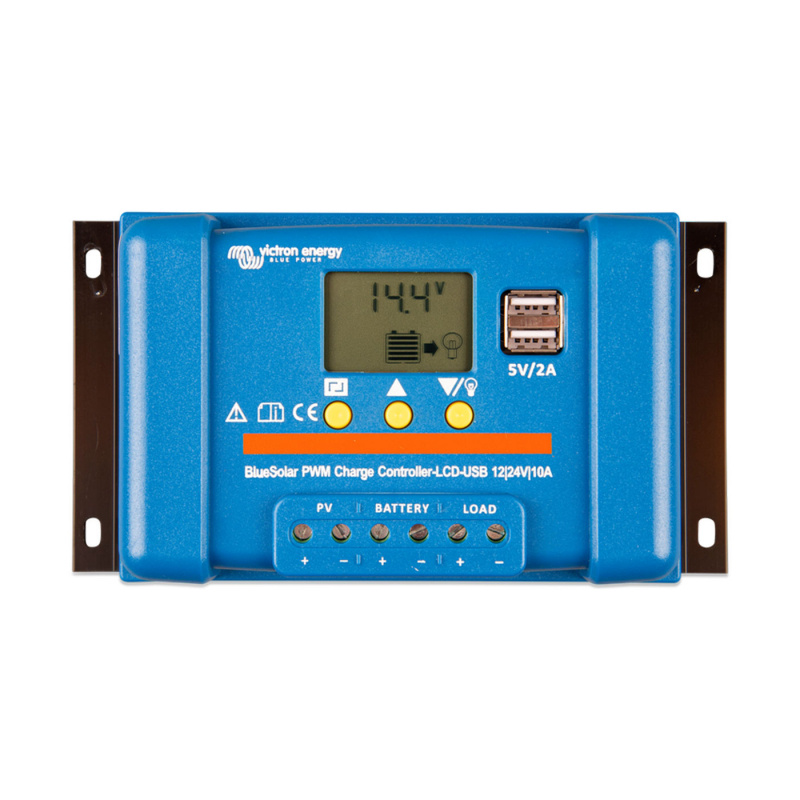 Victron Aurinkosäätimet BlueSolar PWM-LCD&USB 12/24V-10A ryhmässä Matkailuvaunu & Matkailuauto / Elektroniikka / Aurinkopaneelit / Aurinkopaneelisäätimet / PWM @ Campmarket (81217)