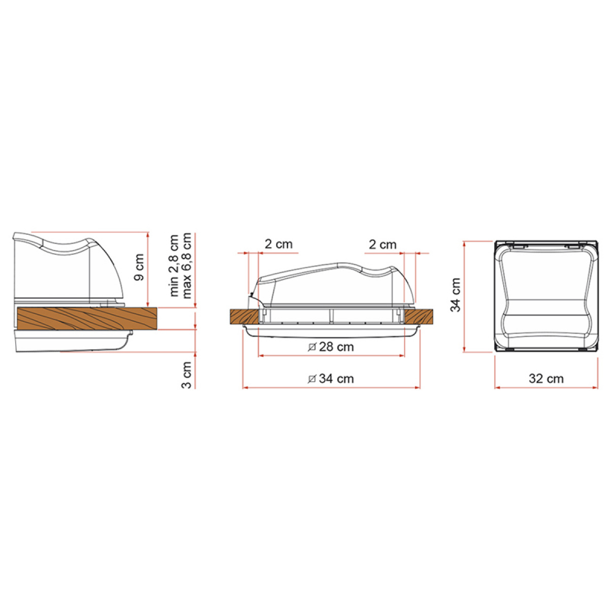 Fiamma Vent F Pro 28x28 Crystal ryhmässä Matkailuvaunu & Matkailuauto / Pakettiautot & Retkeilyautot / Kori / Kattoluukut / Kattoluukut 28x28 @ Campmarket (64284)