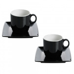Gimex Kahvikuppi Alulautasella Quadrato B&W 2-kpl