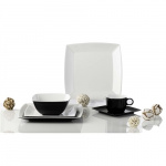 Gimex Quadrato Black&White 16-Osainen Astiasto