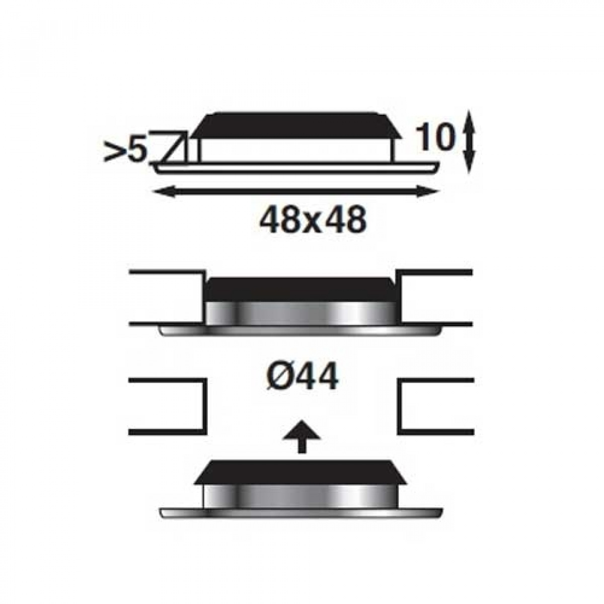 LED Kohdevalaisin Vega 48 Square ryhmässä Matkailuvaunu & Matkailuauto / Elektroniikka / Sisävalaistus / Upotettu Kohdevalo @ Campmarket (66931)