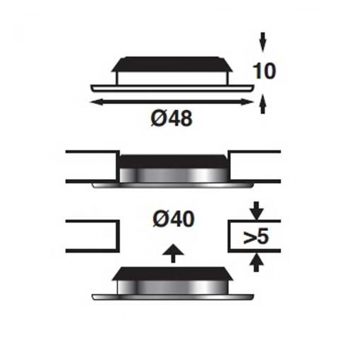 Kohdevalaisin LED Vega 48 12V ryhmässä Matkailuvaunu & Matkailuauto / Elektroniikka / Sisävalaistus / Upotettu Kohdevalo @ Campmarket (66932)