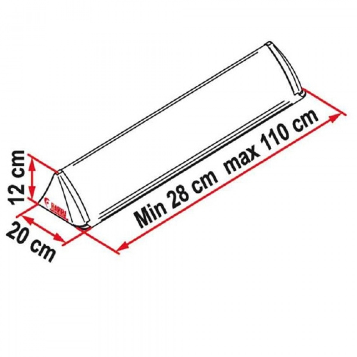 Spoileri Kattoluukkuun alk. 26-110 cm, Valkoinen ryhmässä Matkailuvaunu & Matkailuauto / Koriosat / Kattoluukut / Lisävarusteet Kattoluukkuihin @ Campmarket (67623)