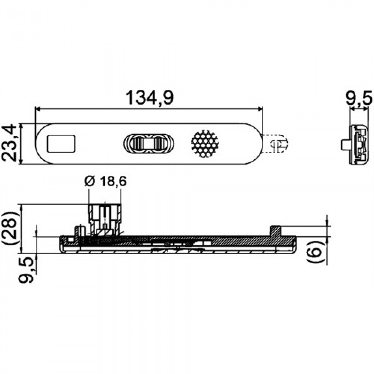 Sivuvalo Hella 12V 135x23 mm ryhmässä Matkailuvaunu & Matkailuauto / Elektroniikka / Liikenne- & Ulkovalaistus / Sivuvalot @ Campmarket (67657)