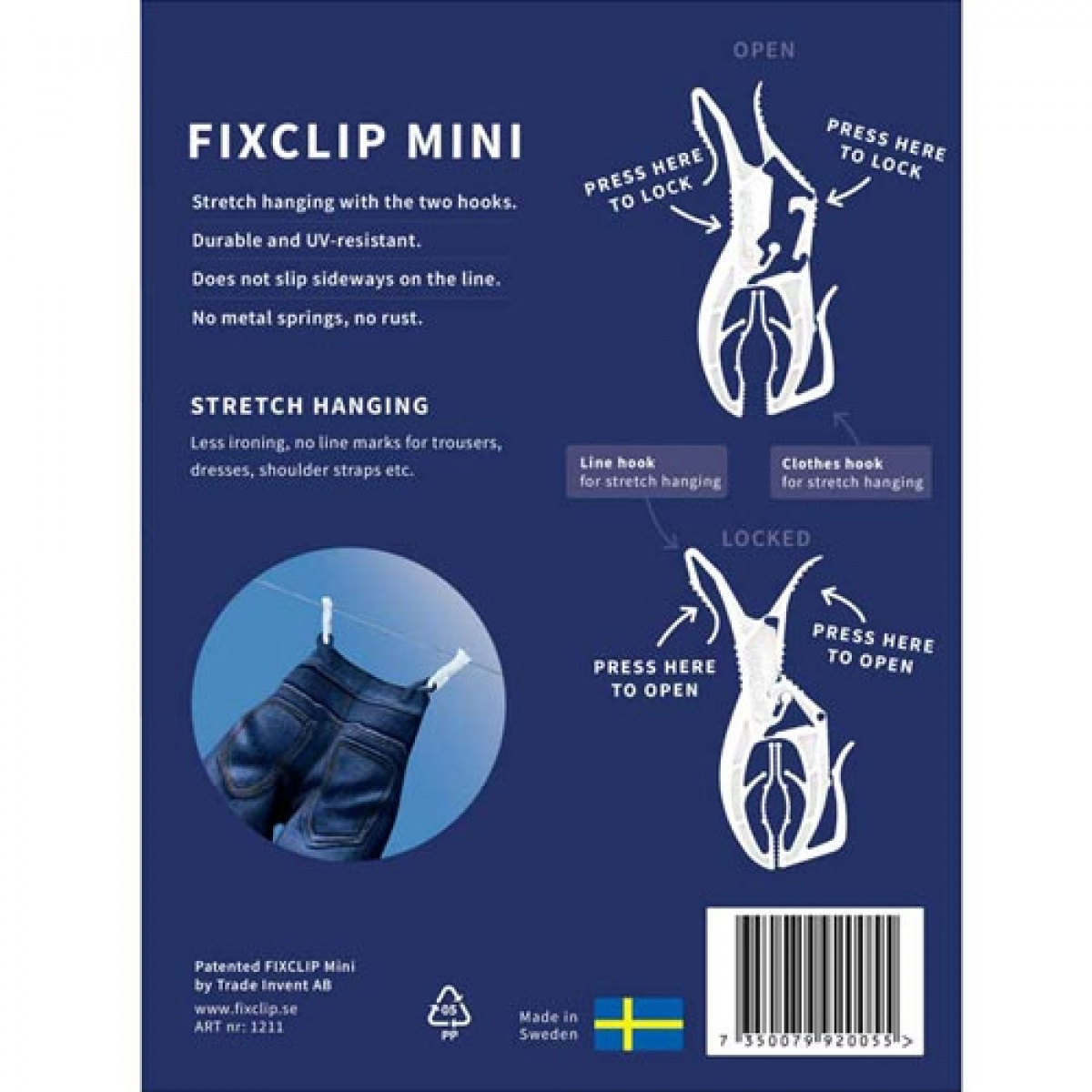 Fixclip Mini 16-kpl ryhmässä Kotitalous & Keittiö / Pesu, Siivous & Tiskaus / Kuivaustelineet @ Campmarket (70413)