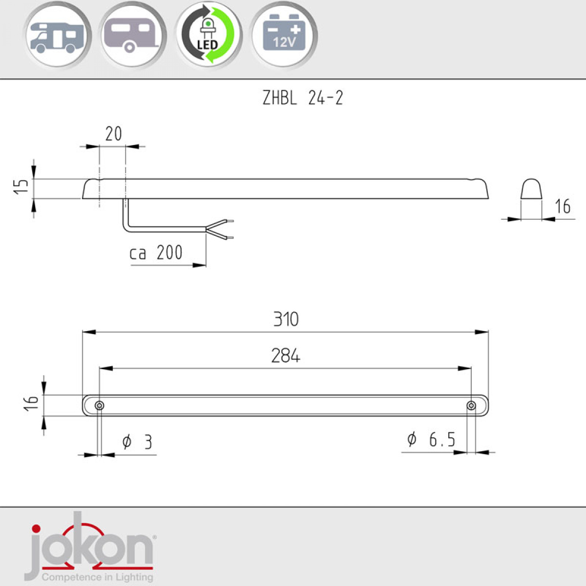 Turvajarrun valo Jokon LED 12V ryhmässä Matkailuvaunu & Matkailuauto / Elektroniikka / Sisävalaistus / LED-Valaistus / LED-valaisimet @ Campmarket (70458)