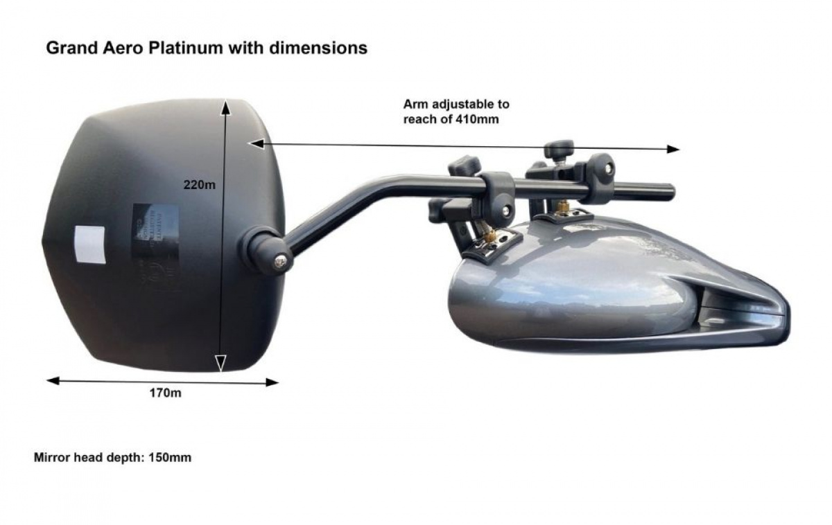 Milenco Taustapeili Grand Aero Platinum ryhmässä Matkailuvaunu & Matkailuauto / Koriosat / Taustapeilit @ Campmarket (73518)