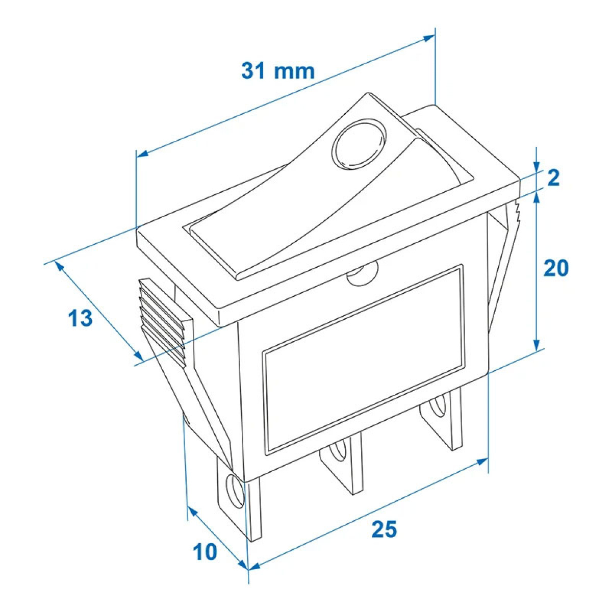 ProPlus Vipukytkin LED Sininen 12V/24V-max. 10A ryhmässä Matkailuvaunu & Matkailuauto / Elektroniikka / Pistorasiat/Katkaisijat & Lisävarusteet / Katkaisijat @ Campmarket (77130)