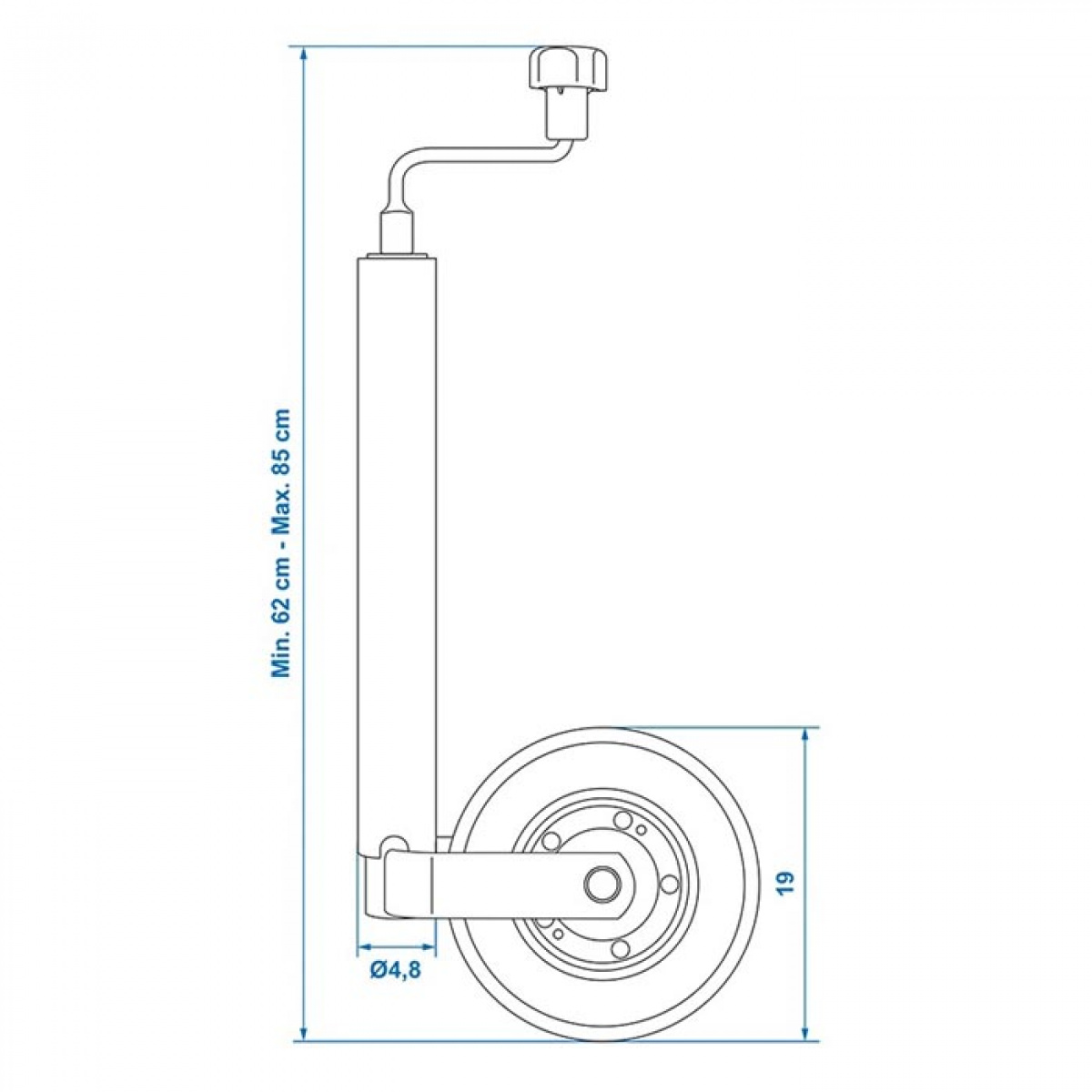 ProPlus Tukipyörä 48mm Metallivanne Kiinteällä Kumirenkaalla 200x50 mm ryhmässä Matkailuvaunu & Matkailuauto / Koriosat / Tukijalat @ Campmarket (78448)