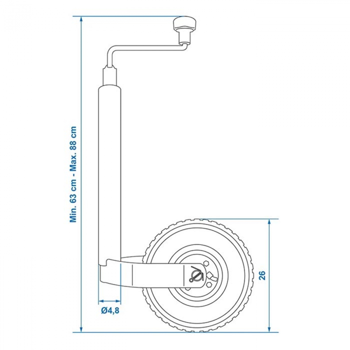 ProPlus Tukipyörä 48 mm Metallivanne PU-renkaalla 260x85 mm ryhmässä Matkailuvaunu & Matkailuauto / Koriosat / Nokkapyörät @ Campmarket (78449)