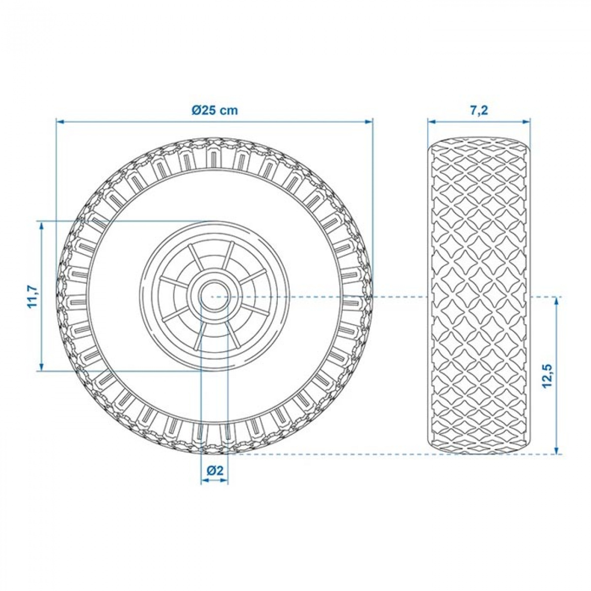 ProPlus Varapyörä Muovivanne PU-renkaalla 260x85 mm ryhmässä Matkailuvaunu & Matkailuauto / Koriosat / Nokkapyörät @ Campmarket (78452)