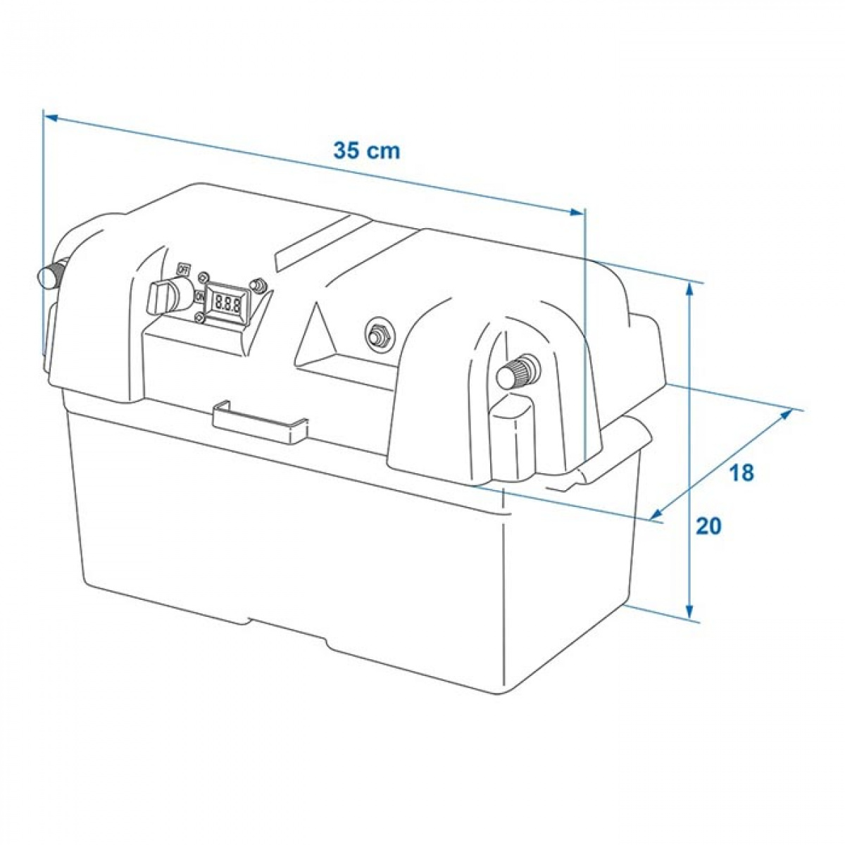 ProPlus Akkukotelo 35x18x20 cm 2xUSB-liitäntä 1x 12V liitäntä - Volttimittari ryhmässä Matkailuvaunu & Matkailuauto / Elektroniikka / Akut & Muuntimet @ Campmarket (78466)