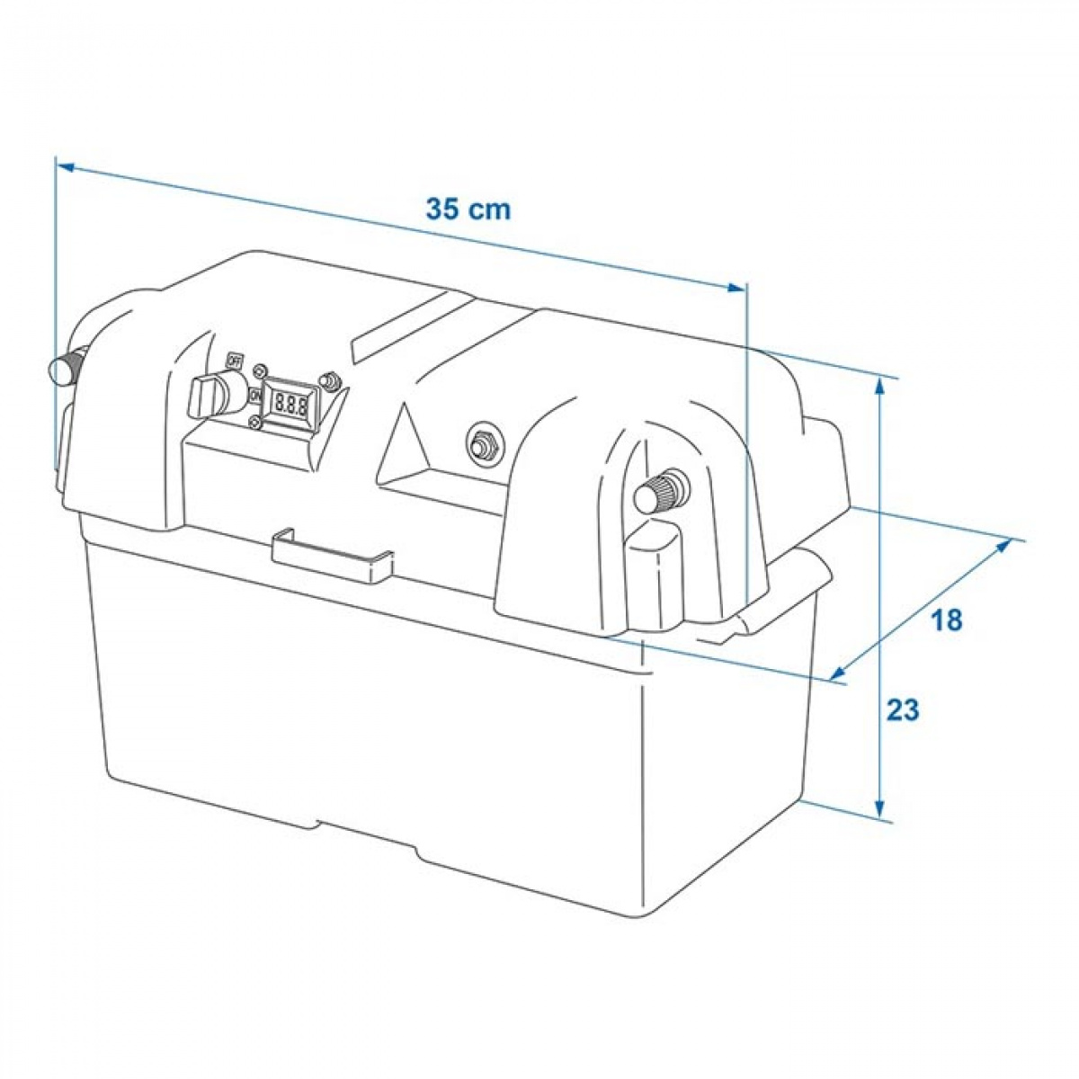 ProPlus Akkukotelo 35x18x23cm 2xUSB-liitäntä 1x 12V pistoke - Volttimittari ryhmässä Matkailuvaunu & Matkailuauto / Elektroniikka / Akut & Muuntimet @ Campmarket (78467)