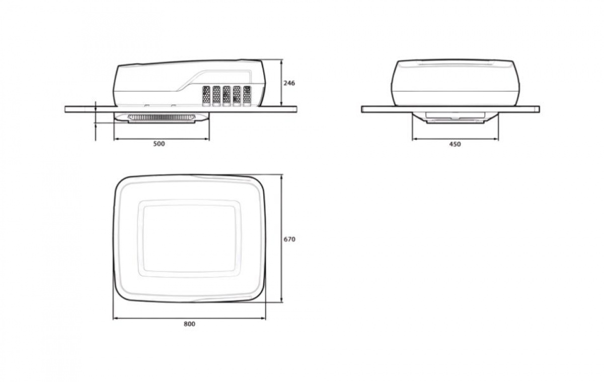 IndelB Kattoon Asennettava AC Plein-Aircon 12V 1200W ryhmässä Matkailuvaunu & Matkailuauto / Lämmitys & Ilmastointi / Ilmastointi / Kattoon Asennettavat @ Campmarket (81009)