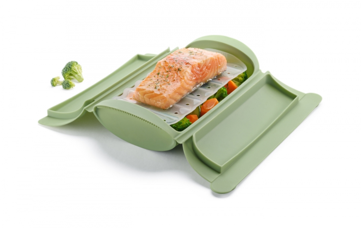 Mikroaaltouuniin Tarkoitettu höyrykeitin Lautasella 2 Henkilölle ryhmässä Kotitalous & Keittiö / Keittiötarvikkeet / Keittiötarvikkeet @ Campmarket (83557)