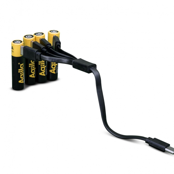 Aqiila Ladattavat AAA-Paristot USB-C 4 kpl ryhmässä Matkailuvaunu & Matkailuauto / Elektroniikka / Akut & Muuntimet / Akut @ Campmarket (84004)