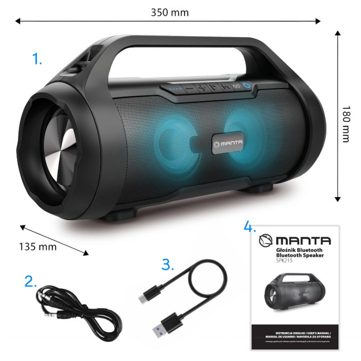 Manta Bluetooth Kaiutin 60 W ryhmässä Matkailuvaunu & Matkailuauto / Elektroniikka / TV, Kuva & Ääni / Kaiuttimet @ Campmarket (84509)
