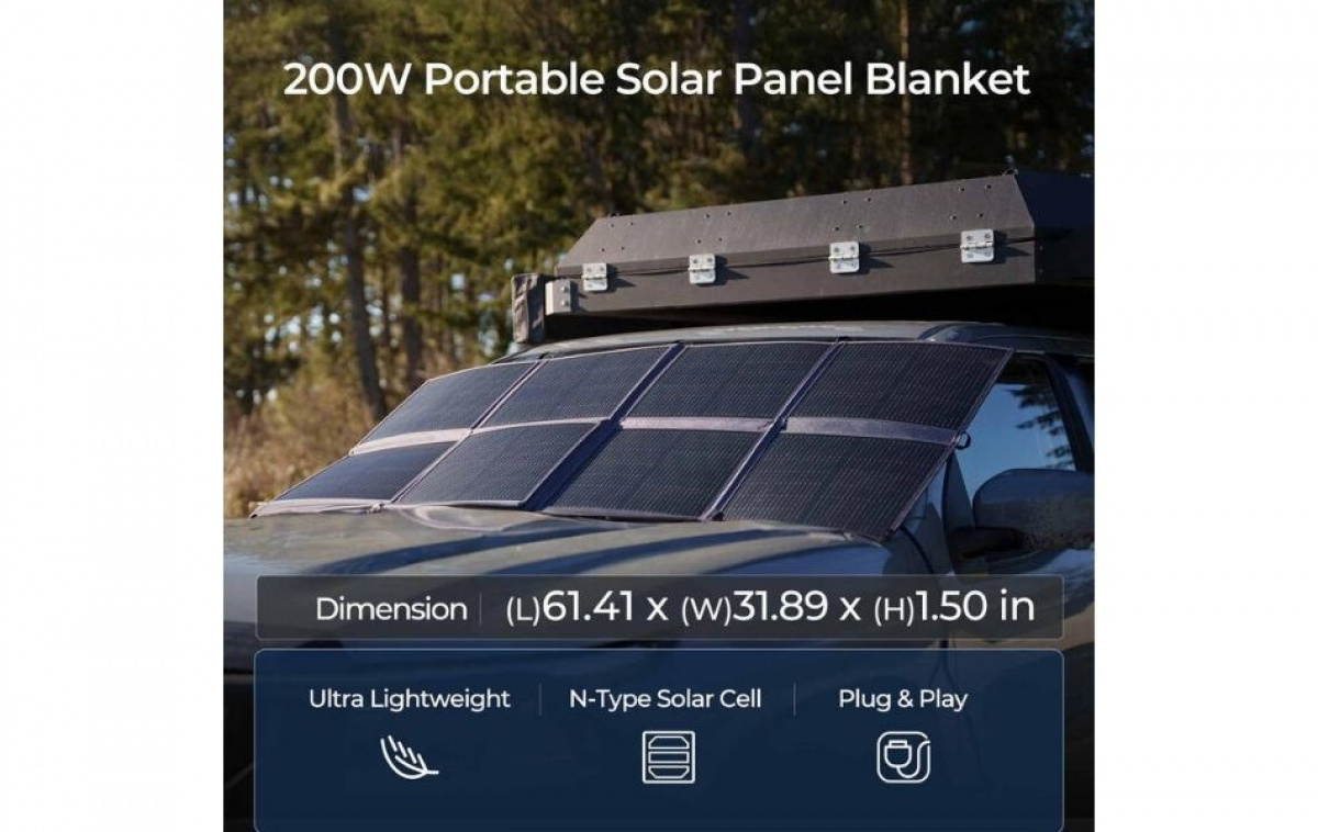Renogy Kannettava Taitettava Aurinkopaneeli 200W ryhmässä Matkailuvaunu & Matkailuauto / Elektroniikka / Aurinkopaneelit @ Campmarket (84584)