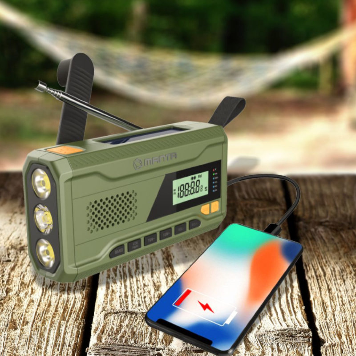 Manta Dynamo Kampiradio Aurinkokennovirtapankki ryhmässä Muut Tuotteet / Prepping @ Campmarket (84603)