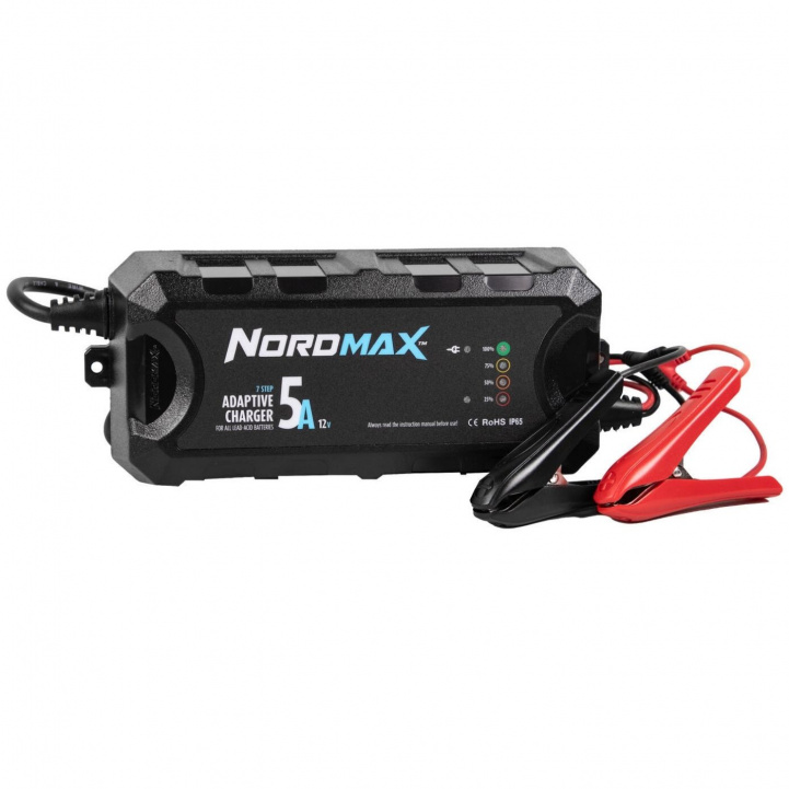 Nordmax 5A Adaptiivinen Akkulaturi 7-vaiheinen ryhmässä Matkailuvaunu & Matkailuauto / Elektroniikka / Akut & Muuntimet / Akkulaturit @ Campmarket (84902)