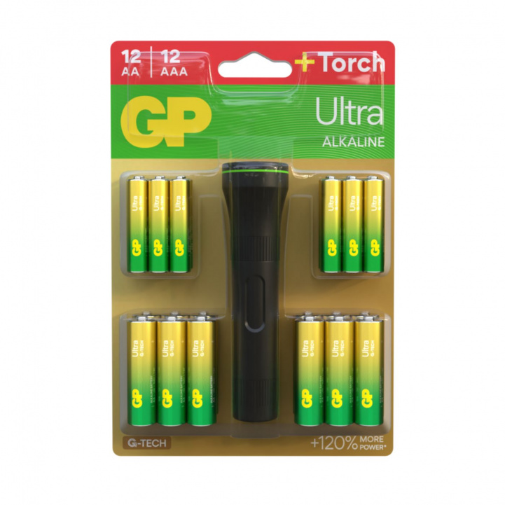 GP Paristot AA 12-pack sis. taskulampun ryhmässä Matkailuvaunu & Matkailuauto / Elektroniikka / Akut & Muuntimet / Akut @ Campmarket (85001)