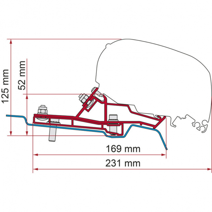 Fiamma Adapter F80s Ford Transit Van H2/L2 ryhmässä Etuteltat & Markiisit / Markiisit / Matkailuauto Markiisit / Fiamma / Adapterit @ Campmarket (85116)